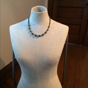 Metallic Gray/Black Gemstone Necklace
